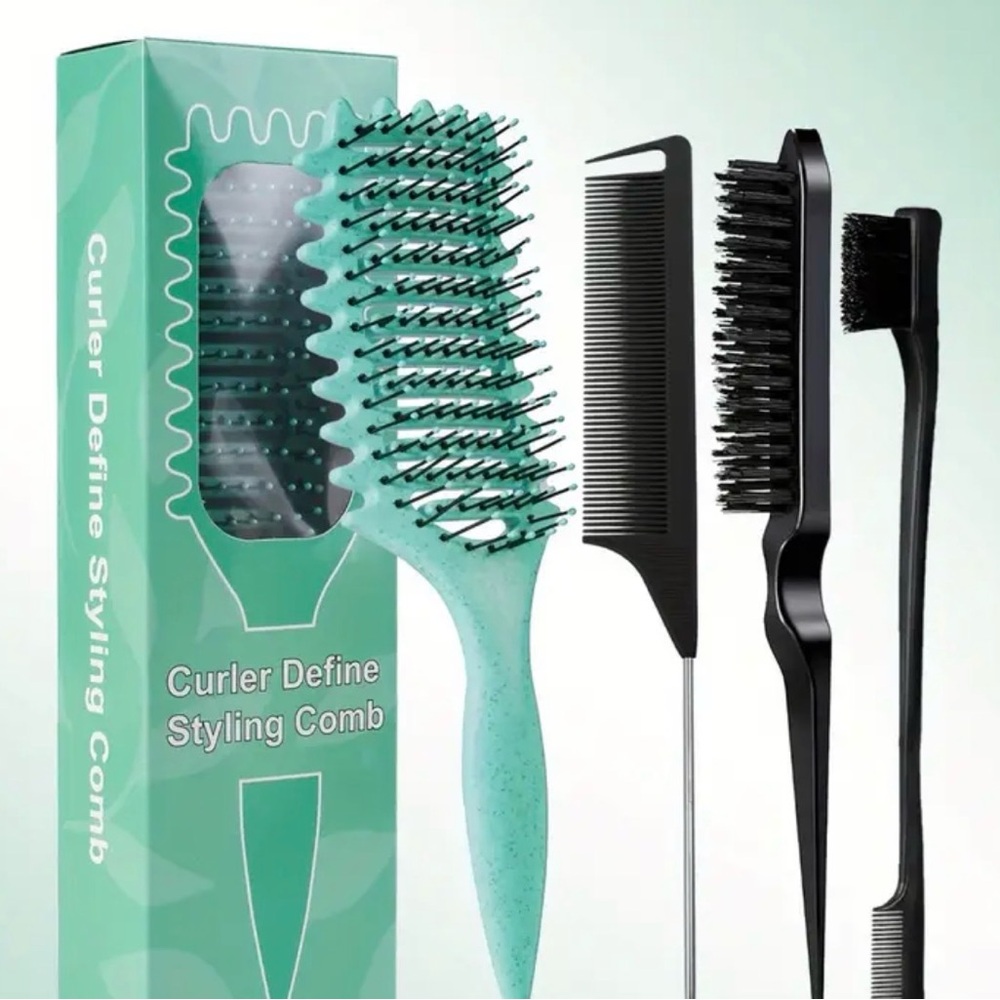 Curler Define Styling Comb Set - Green and Black